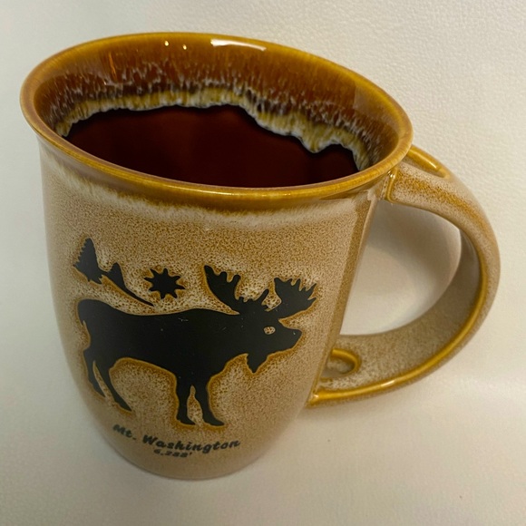 Rustic Moose Mt. Washington Stoneware glazed art ceramic mug with handle - Picture 1 of 8